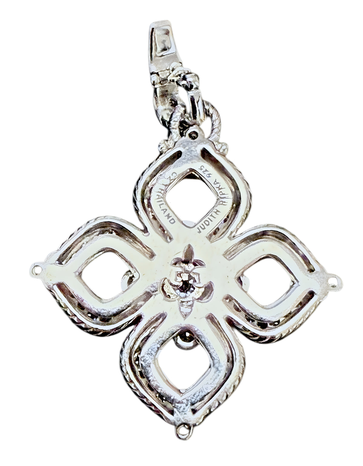 Judith Ripka 925 Sterling Silver Pave CZ Flower Pendant – 14g – 34mm Stateme