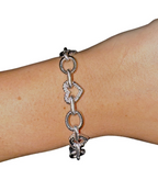 Sterling Silver Rope Heart & Circle Link Toggle Bracelet 7.5” – 24.4g Statement