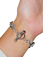 Sterling Silver Rope Heart & Circle Link Toggle Bracelet 7.5” – 24.4g Statement