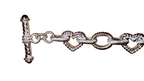 Sterling Silver Rope Heart & Circle Link Toggle Bracelet 7.5” – 24.4g Statement