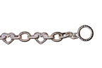 Sterling Silver Rope Heart & Circle Link Toggle Bracelet 7.5” – 24.4g Statement