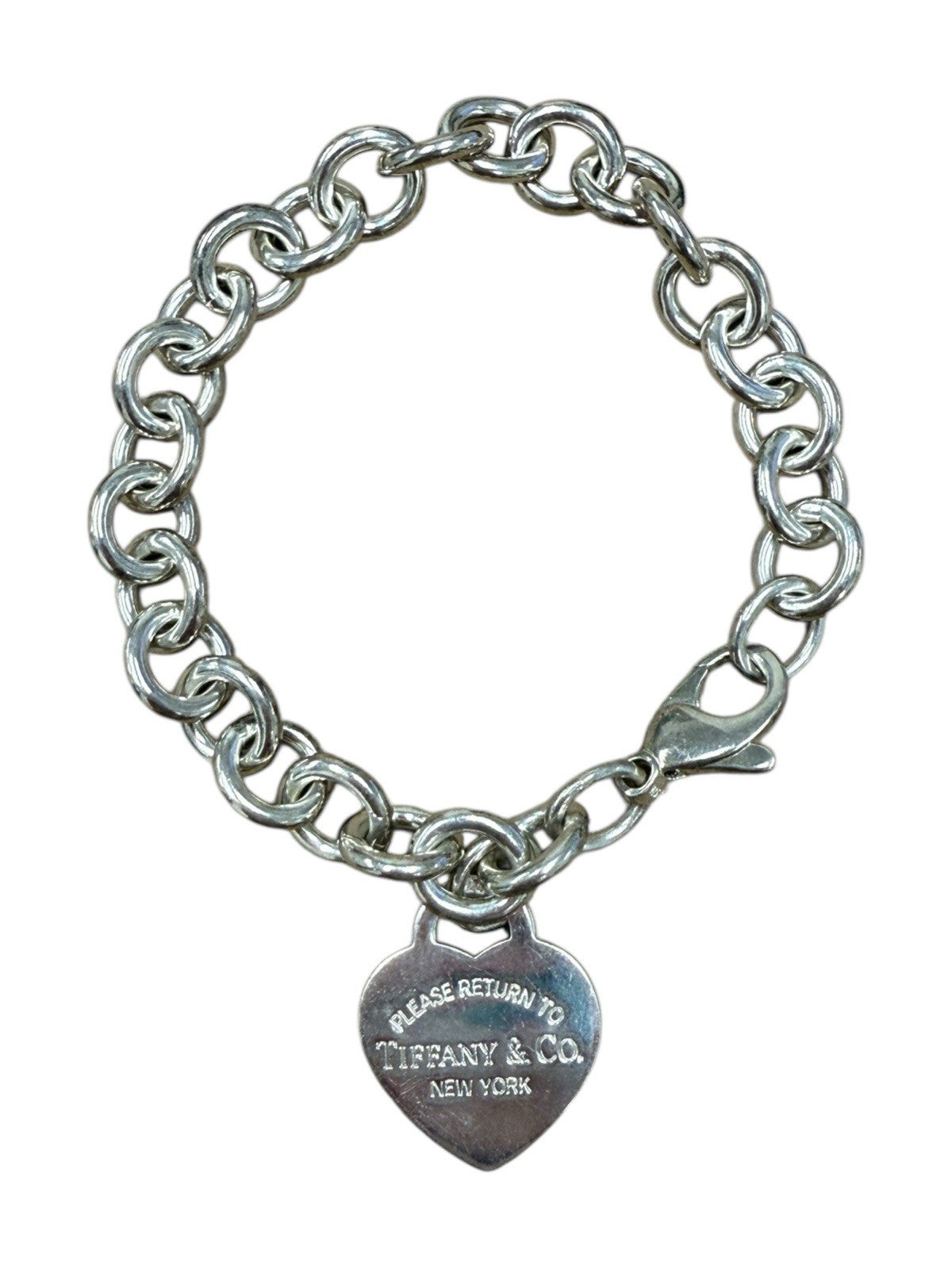 Tiffany & Co. Hearts 7” Charm Chain Bracelet 925 Sterling Silver