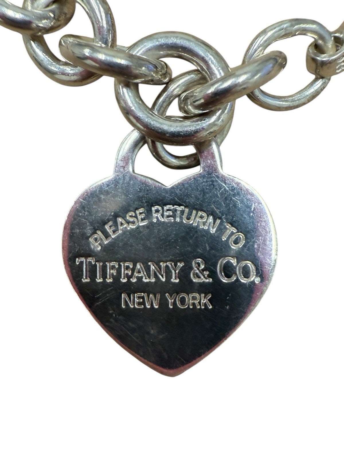 Tiffany & Co. Hearts 7” Charm Chain Bracelet 925 Sterling Silver