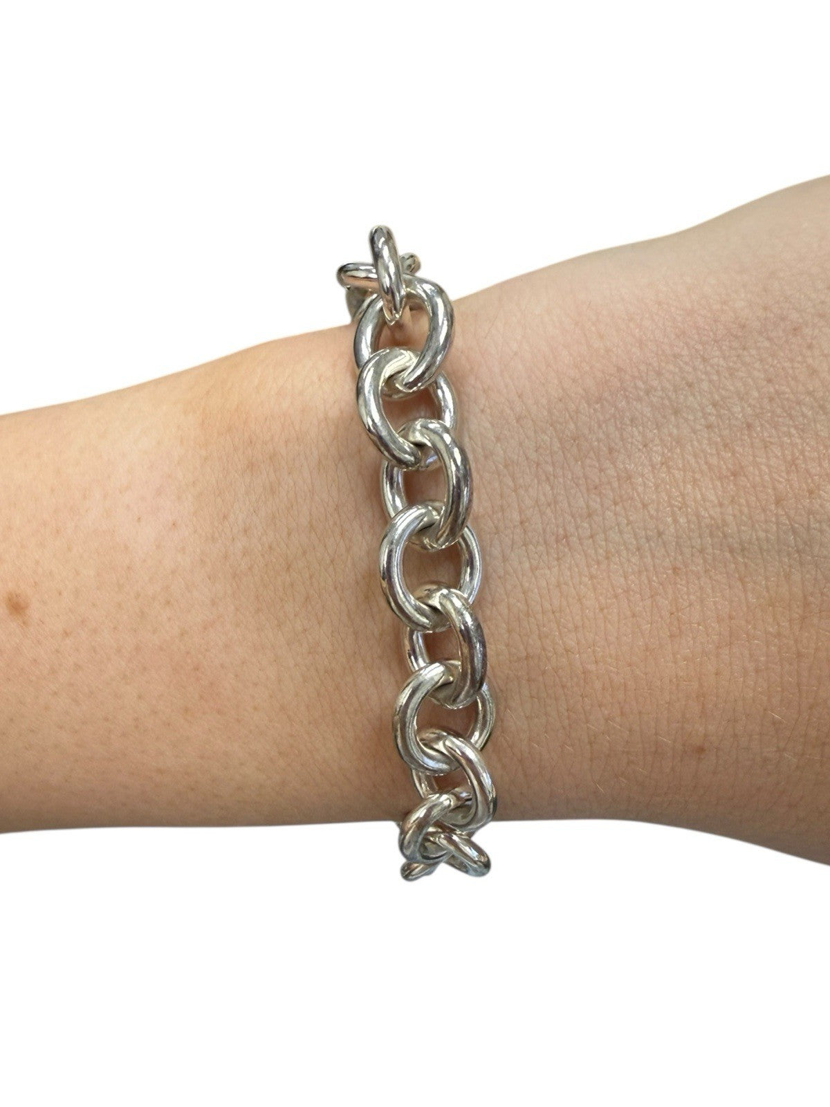 Tiffany & Co. Hearts 7” Charm Chain Bracelet 925 Sterling Silver