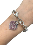 Tiffany & Co. Hearts 7” Charm Chain Bracelet 925 Sterling Silver