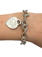 Tiffany & Co. Hearts 7” Charm Chain Bracelet 925 Sterling Silver