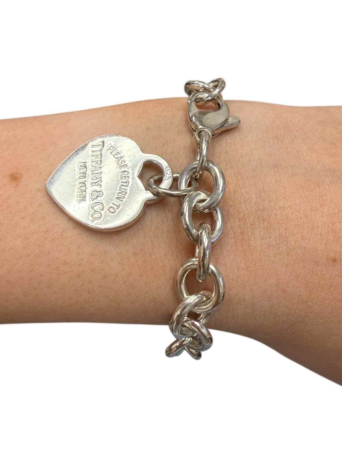 Tiffany & Co. Hearts 7” Charm Chain Bracelet 925 Sterling Silver