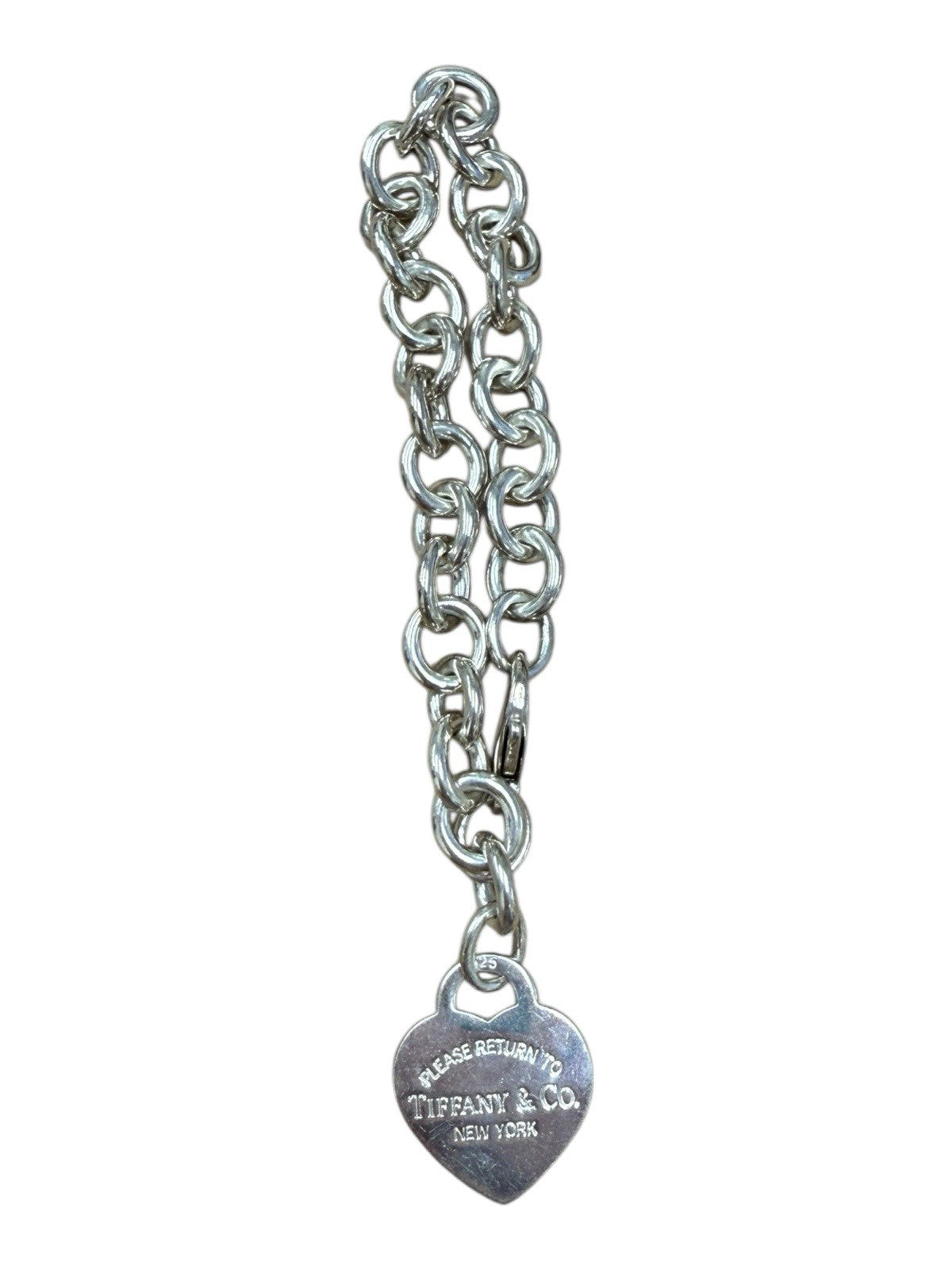 Tiffany & Co. Hearts 7” Charm Chain Bracelet 925 Sterling Silver