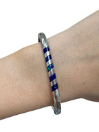 Mexico TC-116 Opal Enamel Cuff Bangle 925 Sterling Silver Bracelet 7”