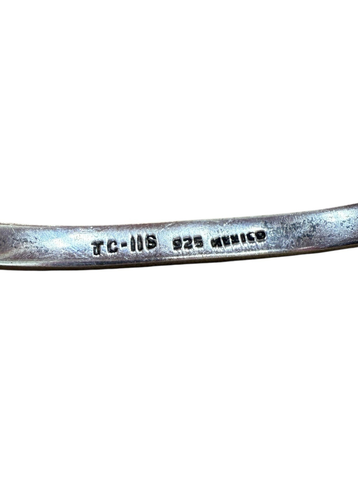 Mexico TC-116 Opal Enamel Cuff Bangle 925 Sterling Silver Bracelet 7”