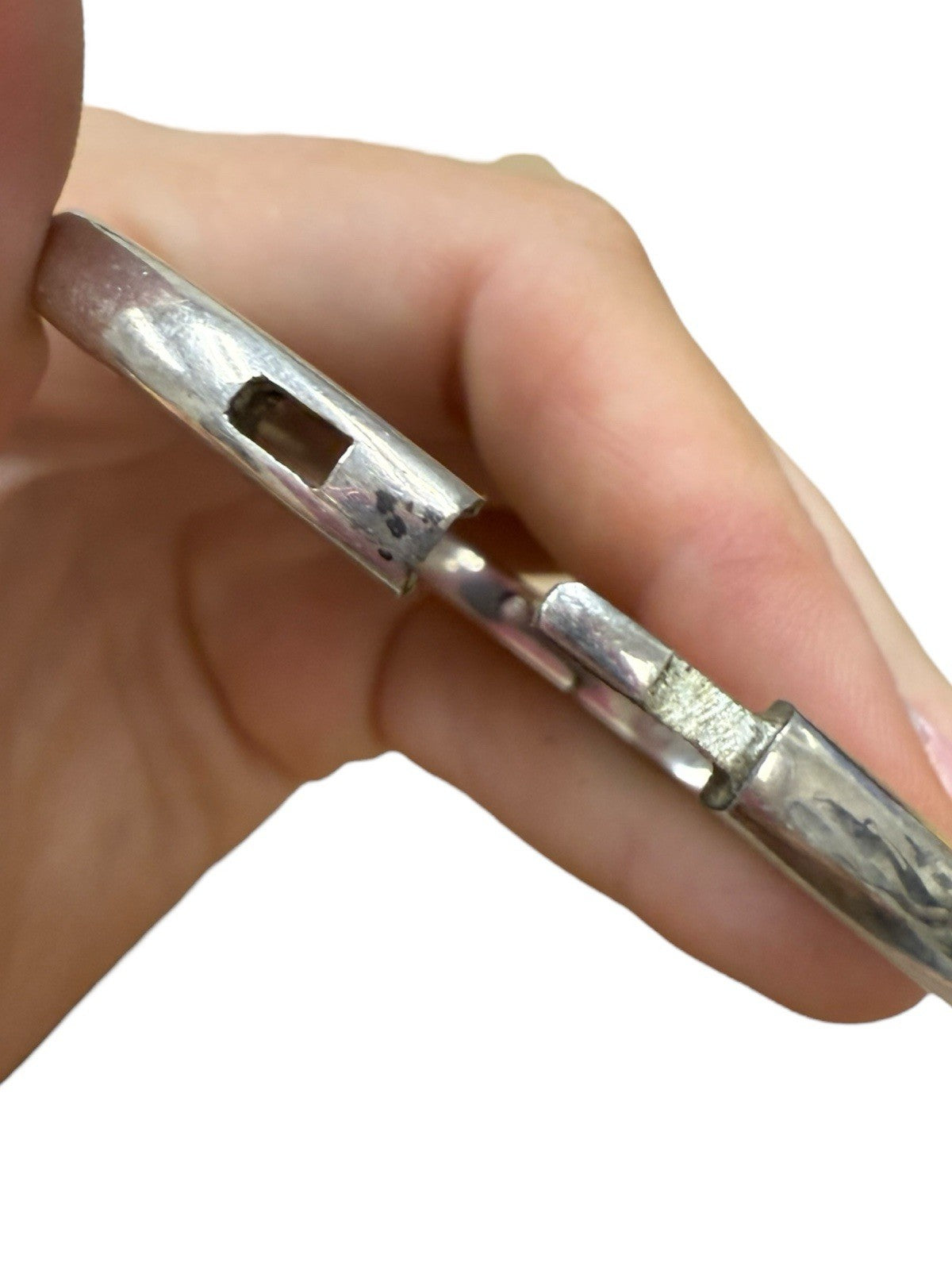 Mexico TC-116 Opal Enamel Cuff Bangle 925 Sterling Silver Bracelet 7”