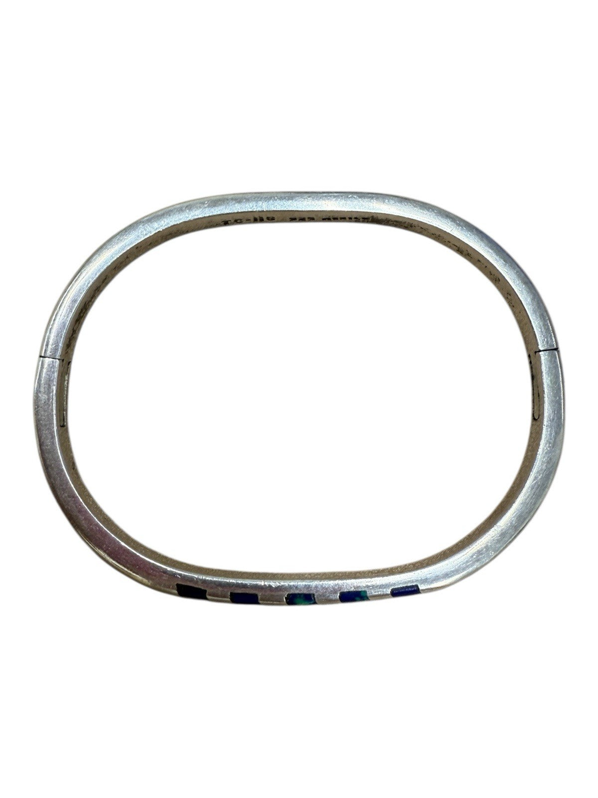 Mexico TC-116 Opal Enamel Cuff Bangle 925 Sterling Silver Bracelet 7”