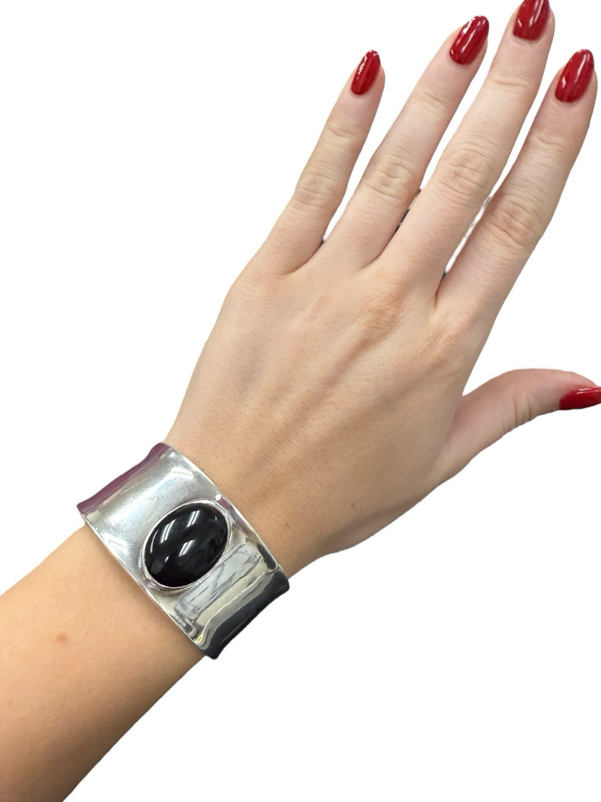 Sterling Silver Mexican Black Onyx Cuff Bracelet