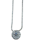 HOF Halo Diamond Fulfillment 18k White Gold Pendant on 14k White Gold Cord Chain