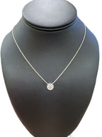HOF Halo Diamond Fulfillment 18k White Gold Pendant on 14k White Gold Cord Chain