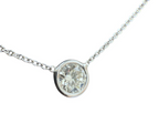 14k White Gold Solitare Diamond Pendant Necklace