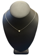 14k White Gold Solitare Diamond Pendant Necklace