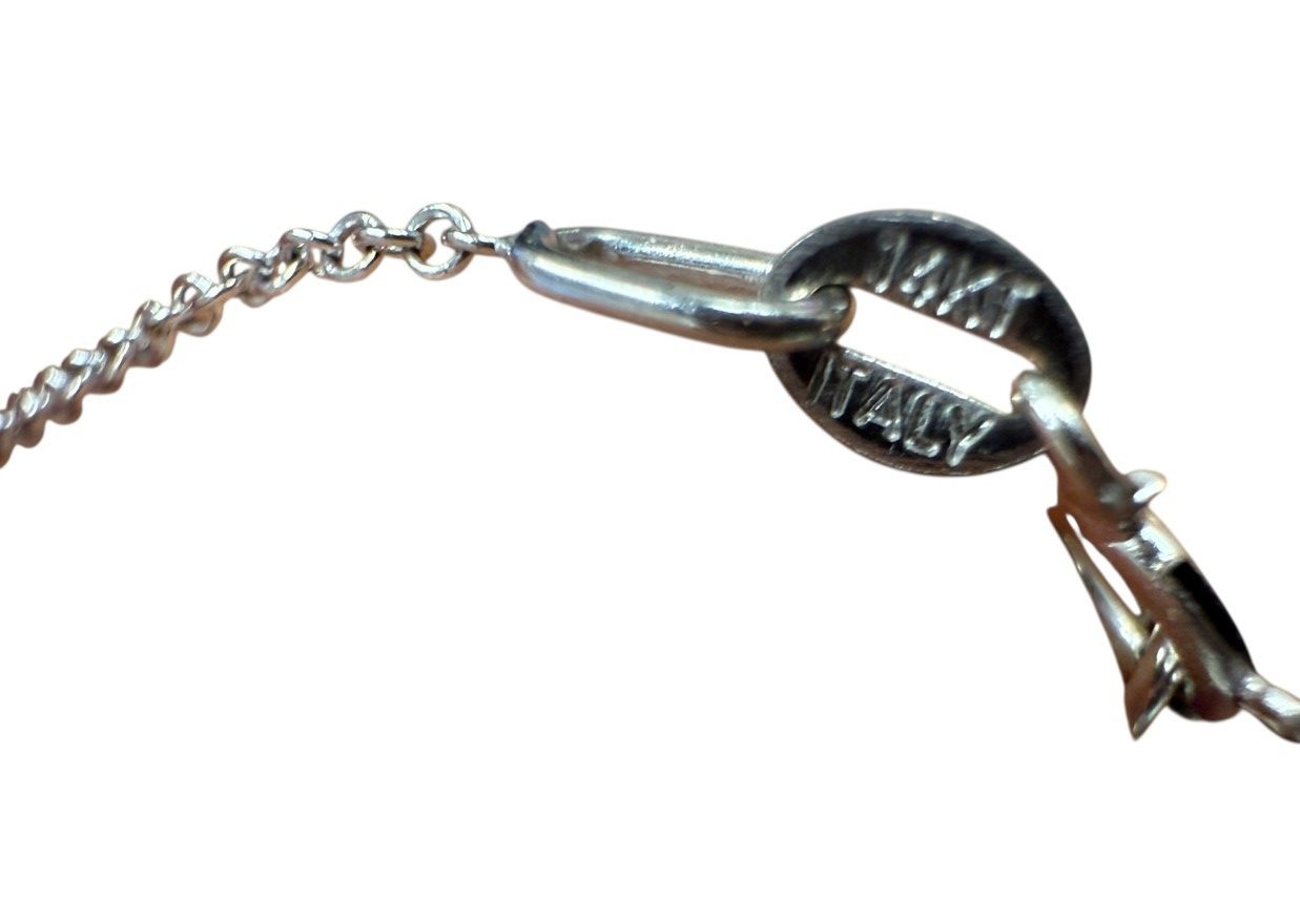 14k White Gold Solitare Diamond Pendant Necklace