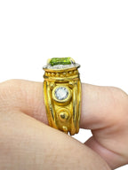 Denise Roberge 22k Yellow Gold Peridot And Diamond Ring