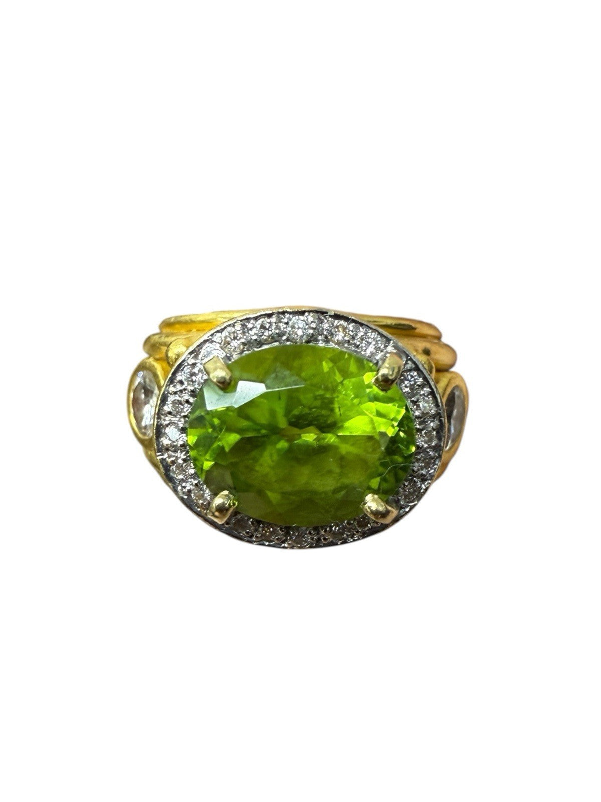 Denise Roberge 22k Yellow Gold Peridot And Diamond Ring