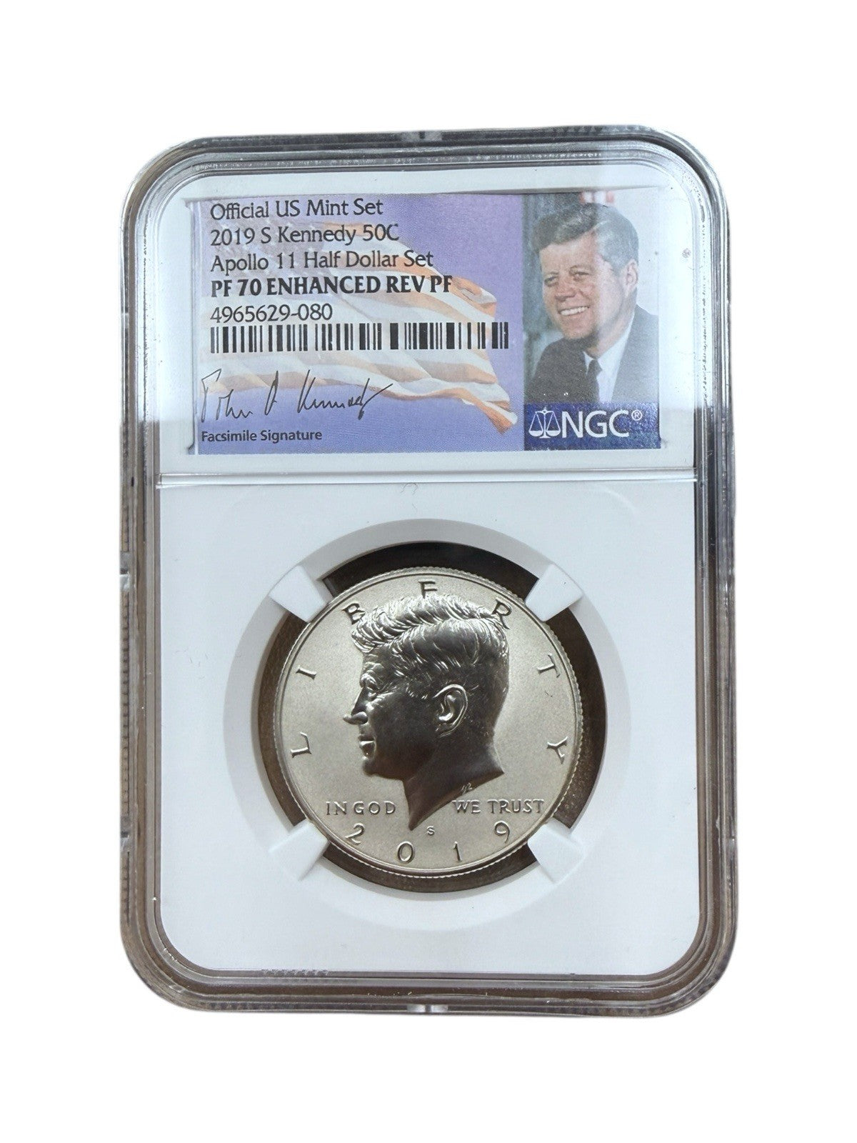 2019 S Kennedy 50C Apollo 50C Reverse Proof PF 70 ENHANCED REV PF NGC