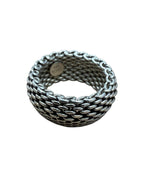 Tiffany And Co. Sterling Silver Somerset Mesh Ring 10mm Size 7.25
