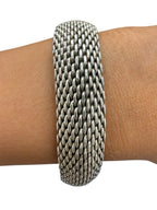 Tiffany & Co Sterling Silver Somerset Mesh Bangle Bracelet 14mm