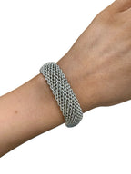 Tiffany & Co Sterling Silver Somerset Mesh Bangle Bracelet 16mm