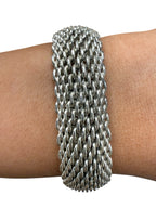 Tiffany & Co Sterling Silver Somerset Mesh Bangle Bracelet 16mm