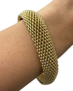 Tiffany & Co 18kt Yellow Gold 15mm Somerset Mesh Bangle Bracelet Size Large