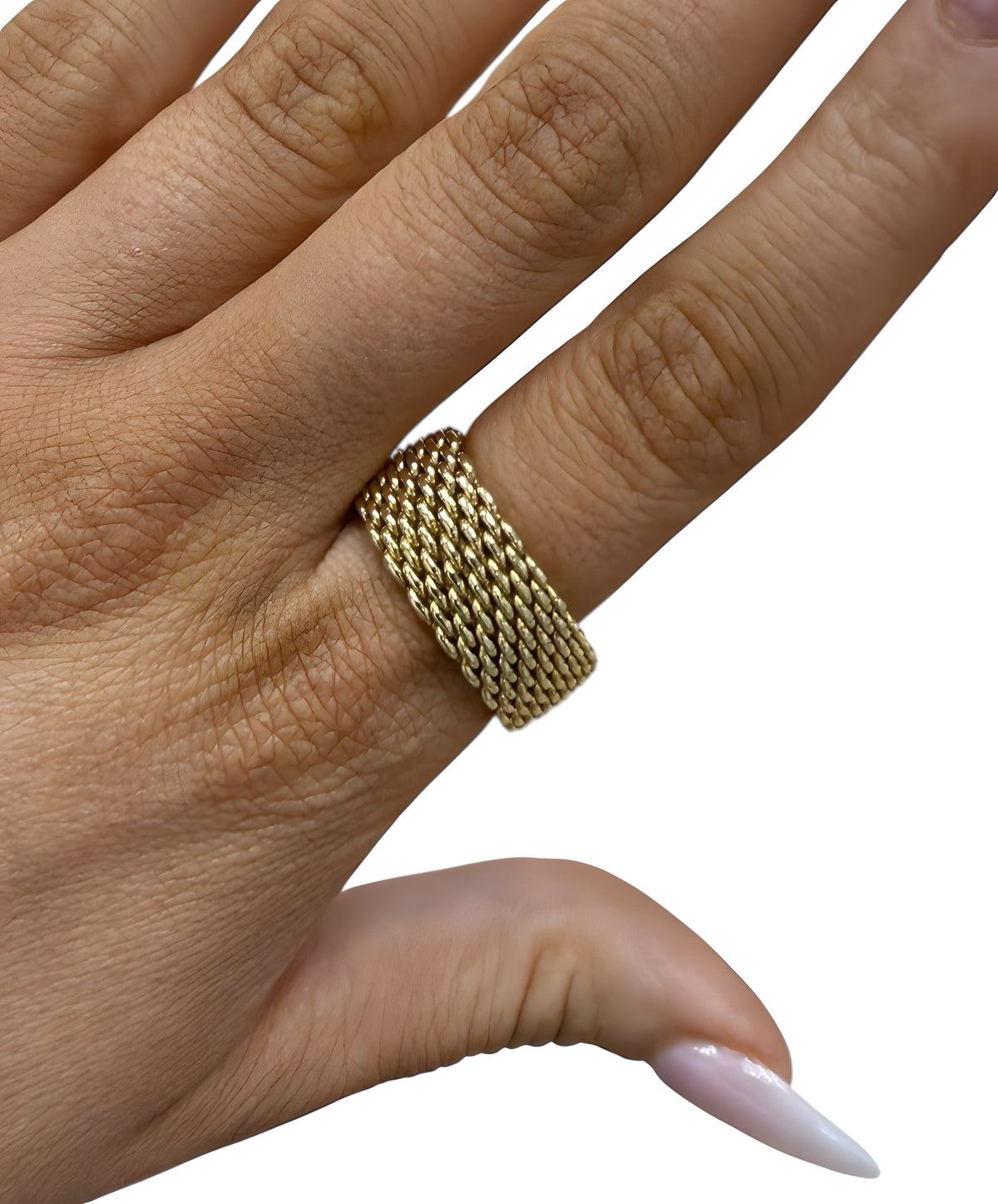 Tiffany & Co.Somerset Mesh 18k Yellow Gold 10mm Ring 13.25