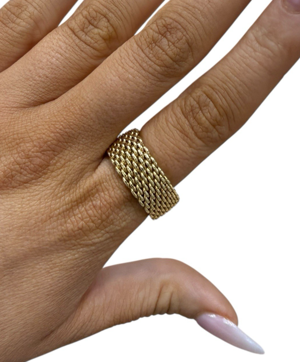 Tiffany & Co.Somerset Mesh 18k Yellow Gold 10mm Ring 13.25