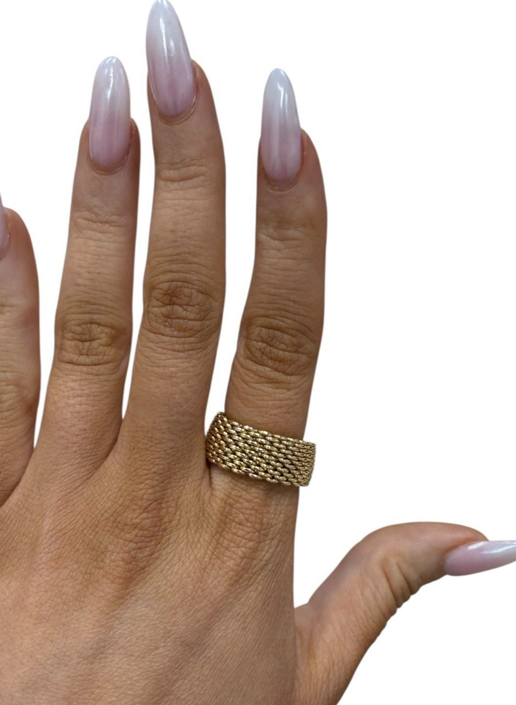 Tiffany & Co.Somerset Mesh 18k Yellow Gold 10mm Ring 13.25