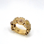 18K Yellow Gold Rose Cut Diamond Wide Band Ring Size 6 11.9g Statement