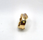 18K Yellow Gold Rose Cut Diamond Wide Band Ring Size 6 11.9g Statement