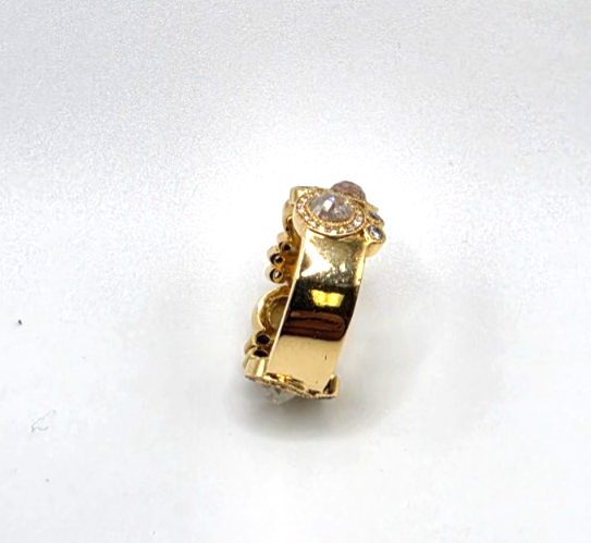18K Yellow Gold Rose Cut Diamond Wide Band Ring Size 6 11.9g Statement