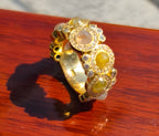 18K Yellow Gold Rose Cut Diamond Wide Band Ring Size 6 11.9g Statement