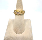 18K Yellow Gold Rose Cut Diamond Wide Band Ring Size 6 11.9g Statement