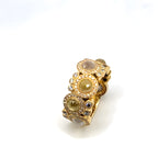 18K Yellow Gold Rose Cut Diamond Wide Band Ring Size 6 11.9g Statement