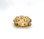 18K Yellow Gold Rose Cut Diamond Wide Band Ring Size 6 11.9g Statement