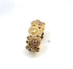 18K Yellow Gold Rose Cut Diamond Wide Band Ring Size 6 11.9g Statement