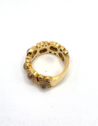 18K Yellow Gold Rose Cut Diamond Wide Band Ring Size 6 11.9g Statement