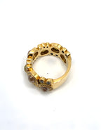 18K Yellow Gold Rose Cut Diamond Wide Band Ring Size 6 11.9g Statement