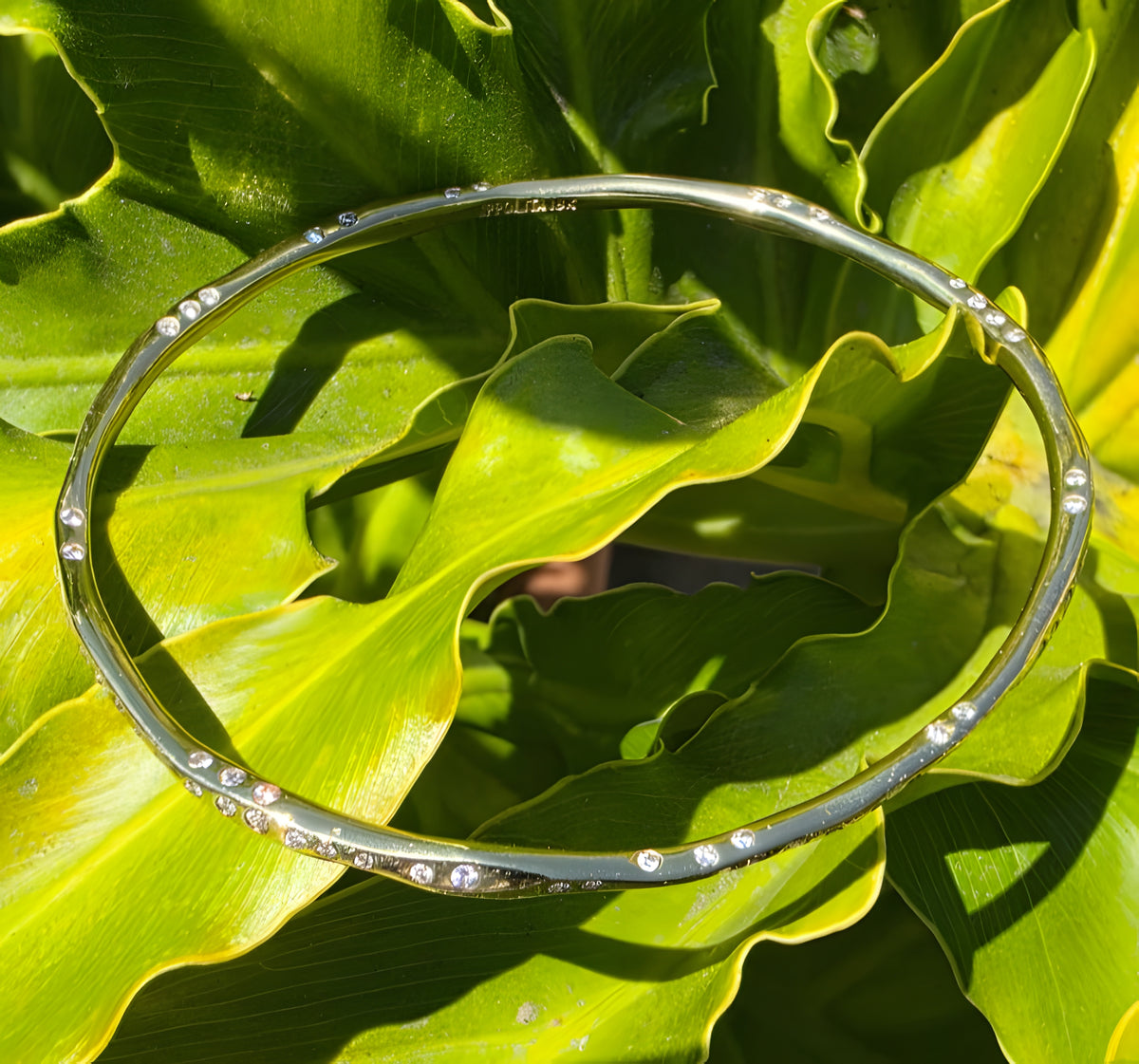 Ippolita 18K Yellow Gold 1.49 CTW Diamond Stardust Organic Bangle Bracelet 6.5