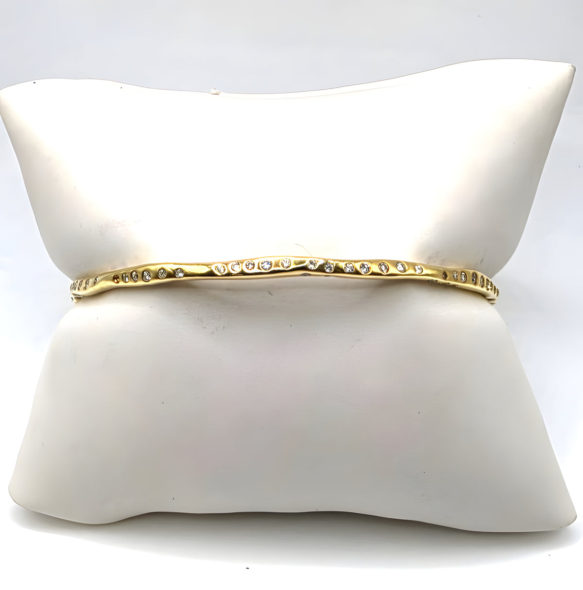 Ippolita 18K Yellow Gold 1.49 CTW Diamond Stardust Organic Bangle Bracelet 6.5