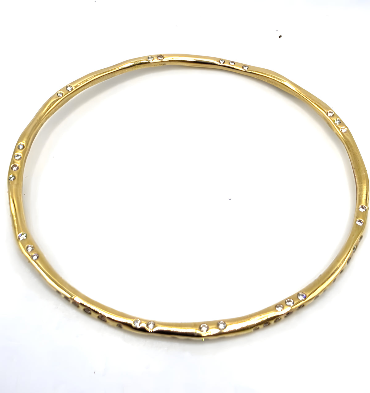 Ippolita 18K Yellow Gold 1.49 CTW Diamond Stardust Organic Bangle Bracelet 6.5