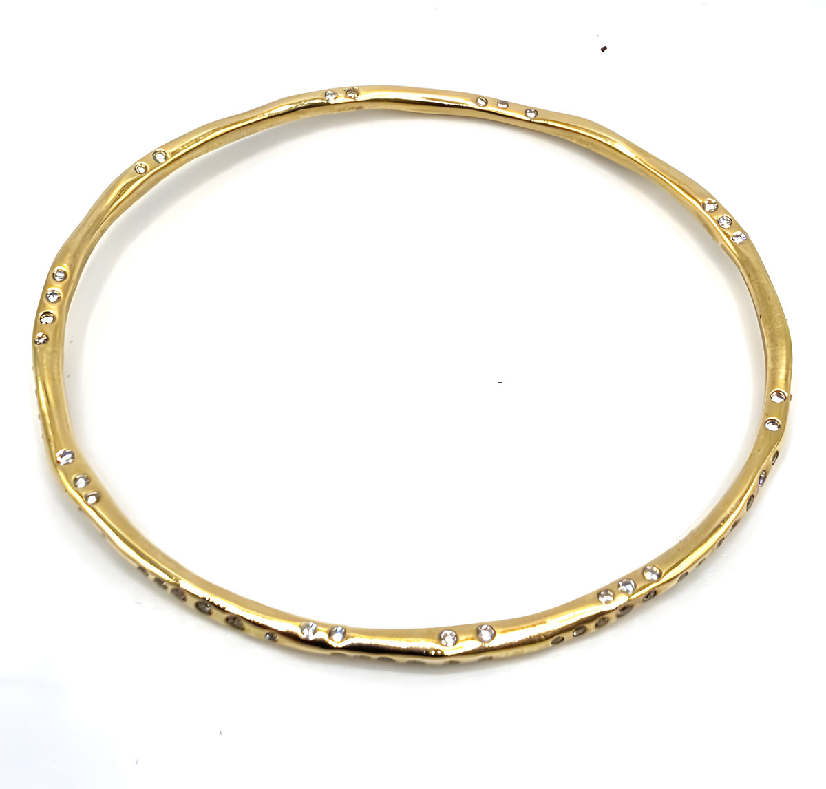 Ippolita 18K Yellow Gold 1.49 CTW Diamond Stardust Organic Bangle Bracelet 6.5