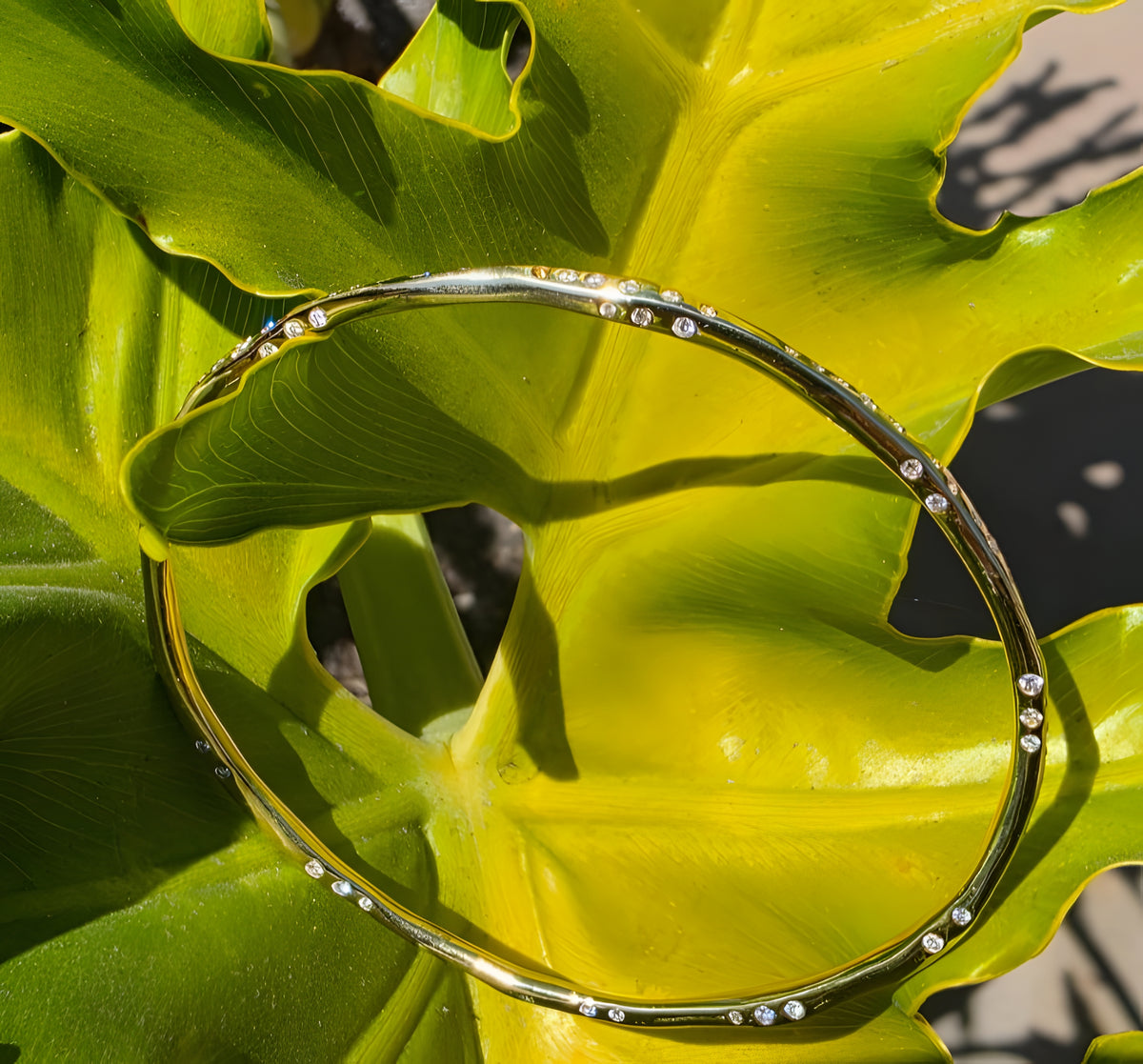 Ippolita 18K Yellow Gold 1.49 CTW Diamond Stardust Organic Bangle Bracelet 6.5