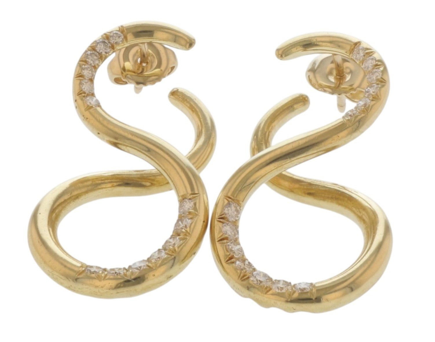 Tiffany & Co Infinity Diamond Earrings 18K Yellow Gold 0.33CTW 13.6g