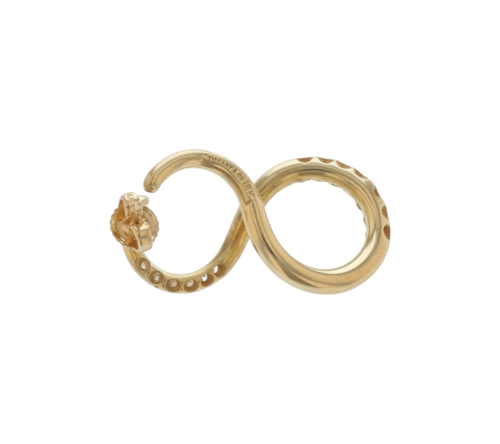 Tiffany & Co Infinity Diamond Earrings 18K Yellow Gold 0.33CTW 13.6g